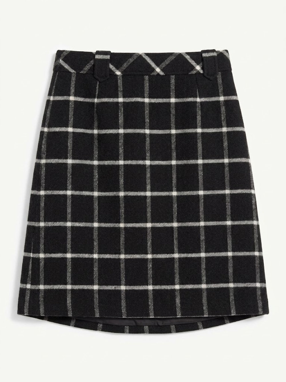 Talbots Black and White Windowpane Midi Skirt